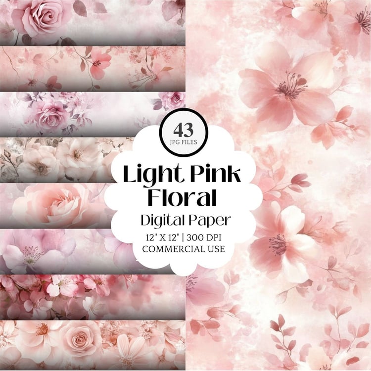 pink floral valentines day digital paper