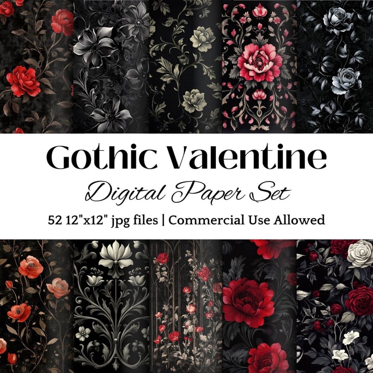 gothic valentines day digital paper