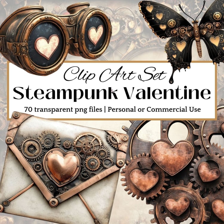 steampunk valentines clipart