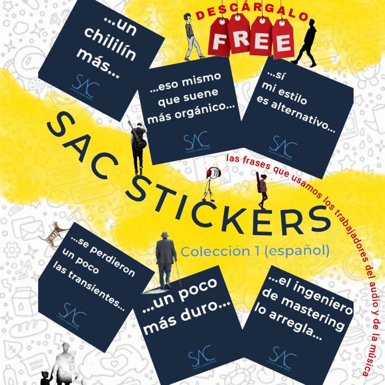 6 de los 14 stickers gratuitos para bromear con artistas, ingenieros de audio, y productores.