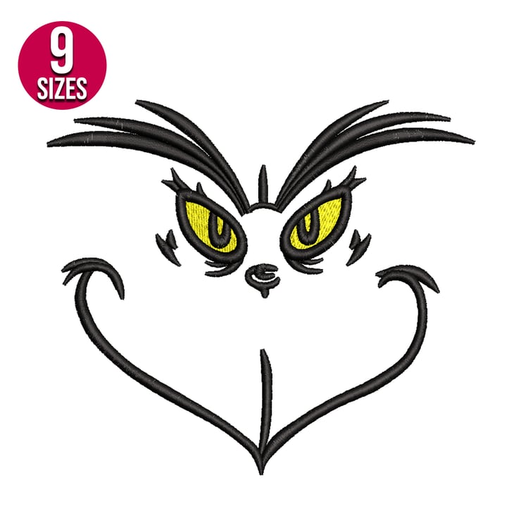 Buy Grinch face machine embroidery design, Machine embroidery file, Instant download