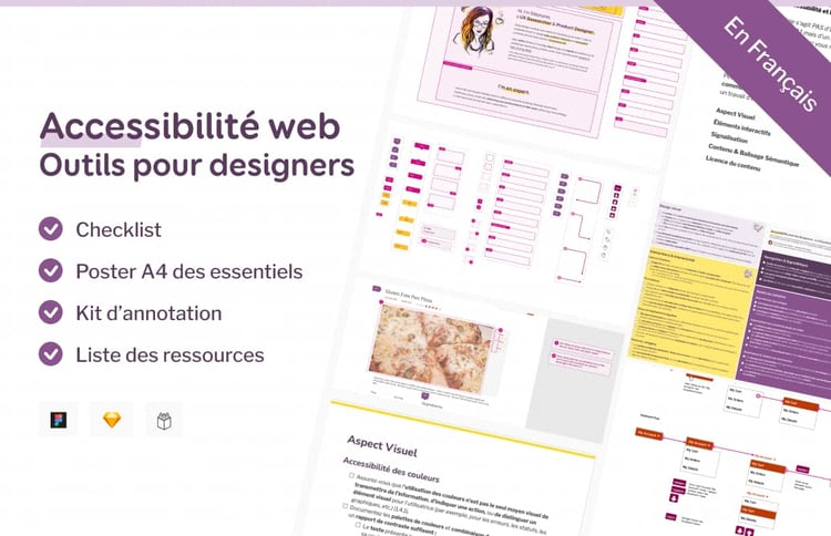 Accessibilité web Outils pour designers: checklist, kit dannotation et liste de ressources (et des screenshots du contenu du pack)