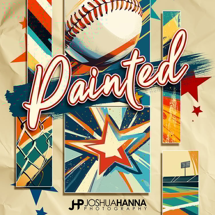 Painted Photoshop Template, Digital Background, Layered Design, Multi Sport, Retro, Team and School Photographers, Photo Day, Media Day, Sports Pics, Customizable