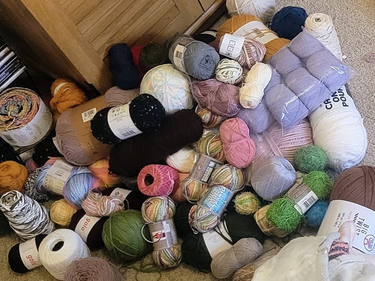 big pile of yarn, all hither and yon