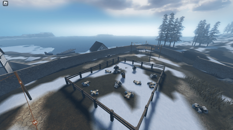 Preview of the Ragdoll and Body Physics system after a battle in a medieval Roblox game.