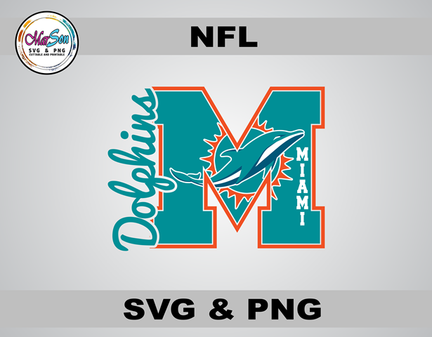 Miami Dolphins SVG and PNG digital design – NFL football team logo cut file for Cricut, Silhouette, sublimation, and DTF printing