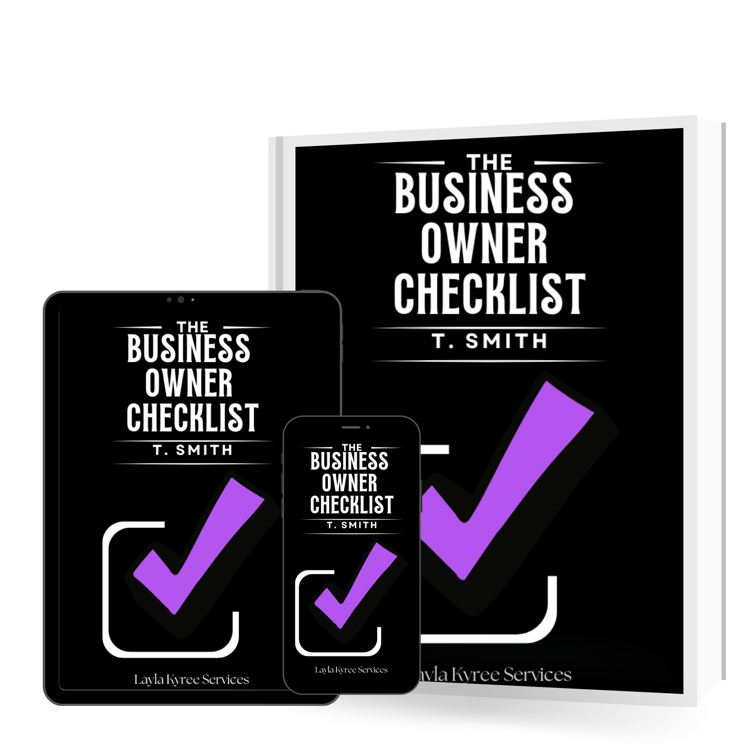 Black background for tablet, cell and book cover for the business owner checklist
