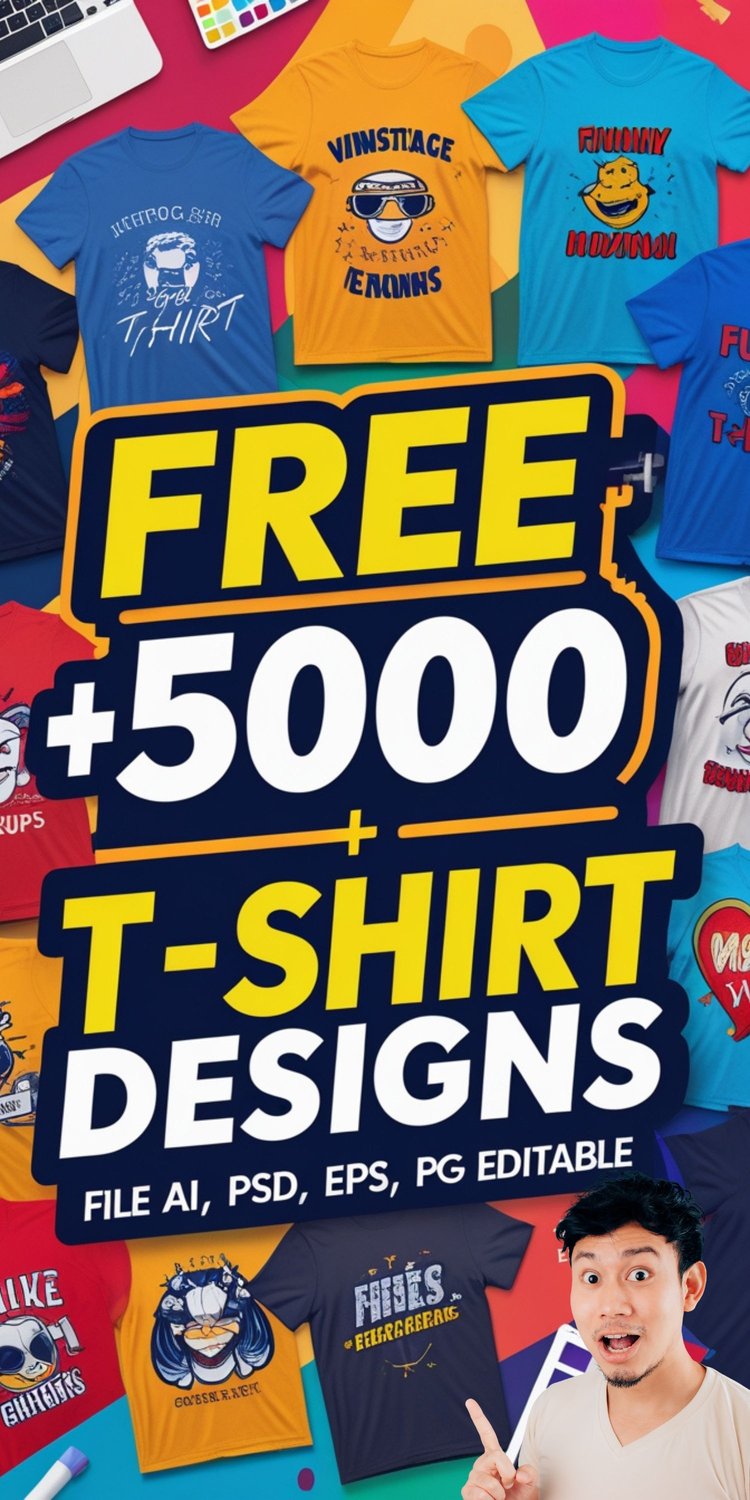 5000+ Free T-Shirt Design Bundle – Perfect for POD, Custom Tees & More!