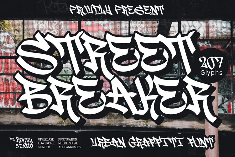 Discover the Urban Graffiti Font, a bold and edgy street art typography style perfect for creative projects. Featuring vibrant colors, spray paint effects, and an urban alley background, this design exudes rebellious energy and raw artistic expression. Id