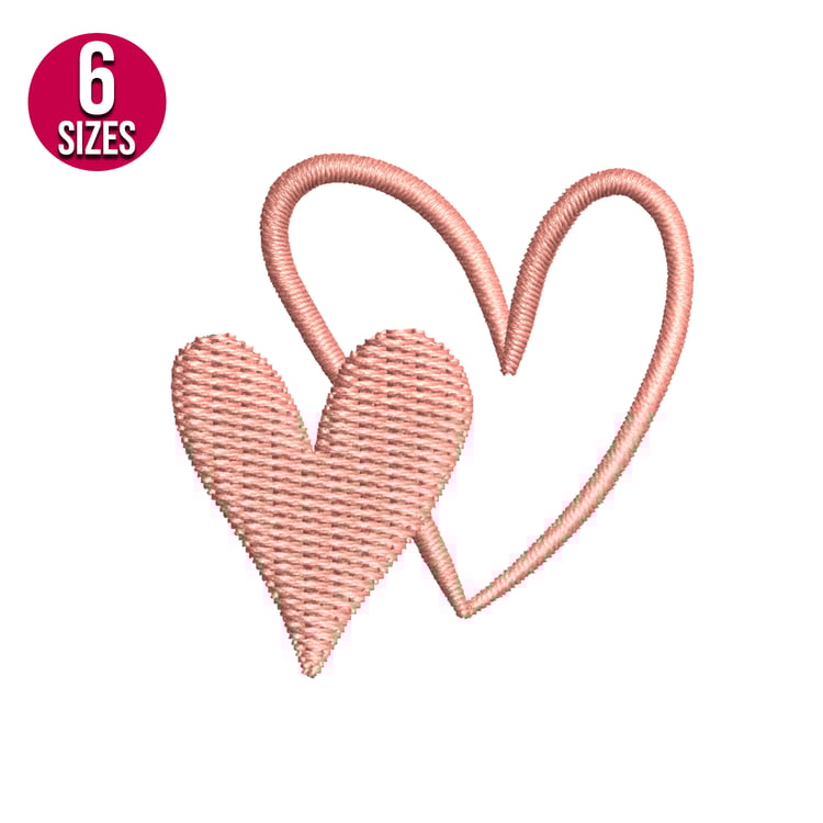 Buy Two Hearts machine embroidery design, Digital download, Instant download