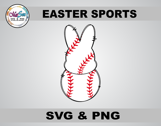 Easter Bunny Baseball SVG and PNG digital design featuring a cute bunny playing baseball. Perfect for Cricut and Silhouette projects, Easter sports-themed shirts, sublimation printing, DTF transfers, and DIY crafts. High-quality 300 DPI transparent PNG an