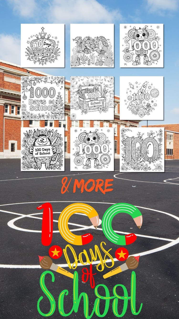 100 days of school coloring pages