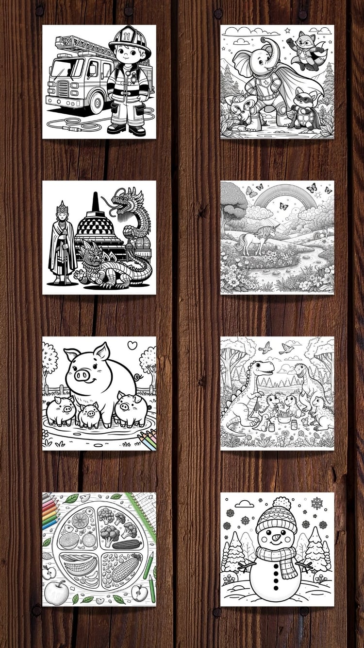 650 Premium PLR Coloring Pages Bundle: Mandala, Animals, Christmas, Superheroes & More!