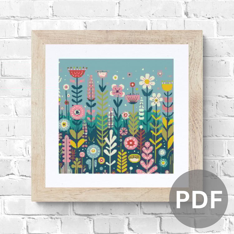 wildflower meadow cross stitch pattern