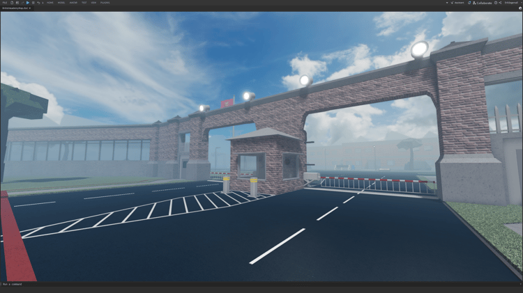 Obstacle course for military drills in a Roblox British Army map