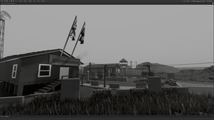 Realistic combat vehicles stationed in a military camp