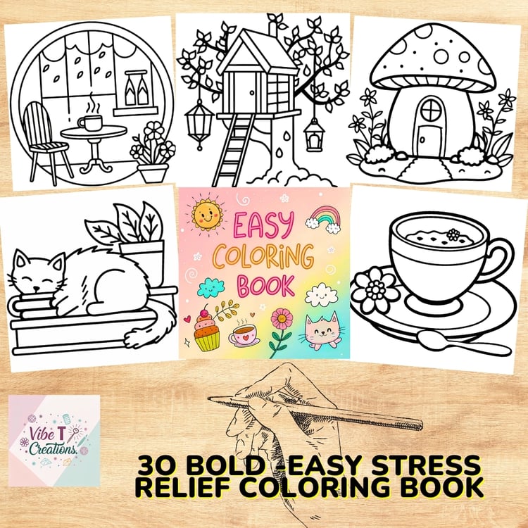 Easy Bold Animal Coloring Book for Kids | Cute & Comfy Coloring Pages | Simple Bold Digital Download | Printable Coloring Gift-coco wyo