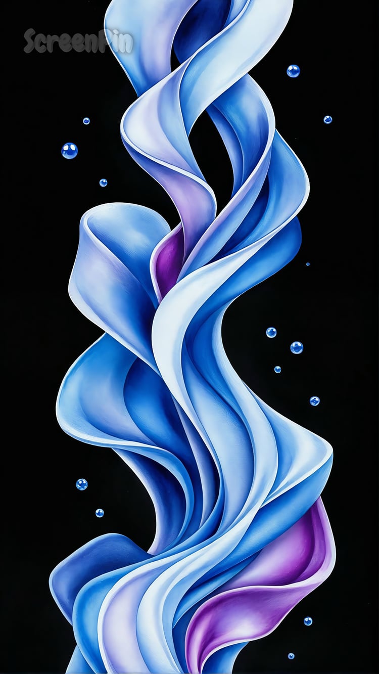 A 3D abstract composition with smooth, flowing, and intertwined shapes in shades of blue and purple, creating a futuristic and elegant look.