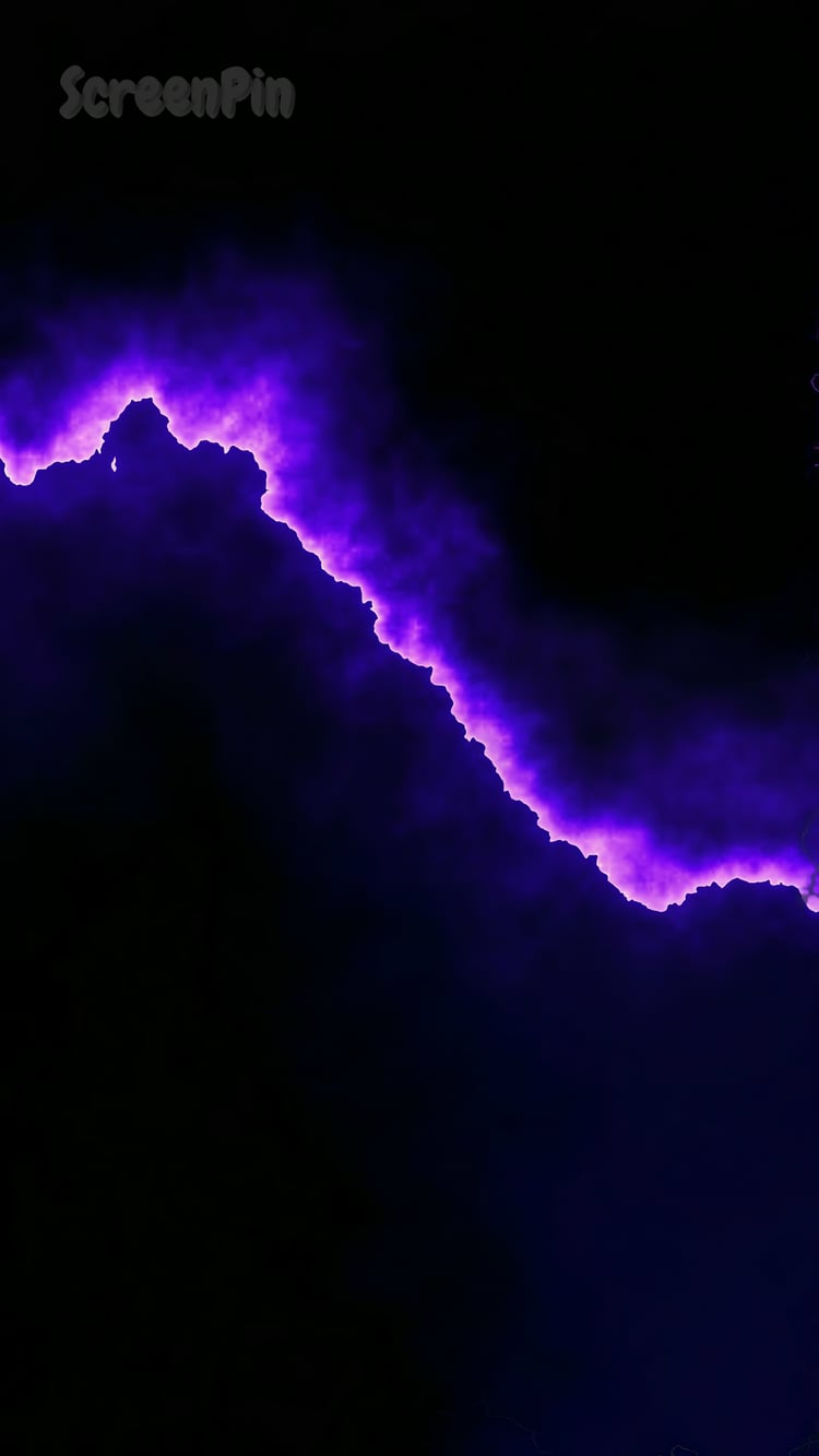 A dark abstract background featuring a glowing purple cloud with electric lightning on a black backdrop.