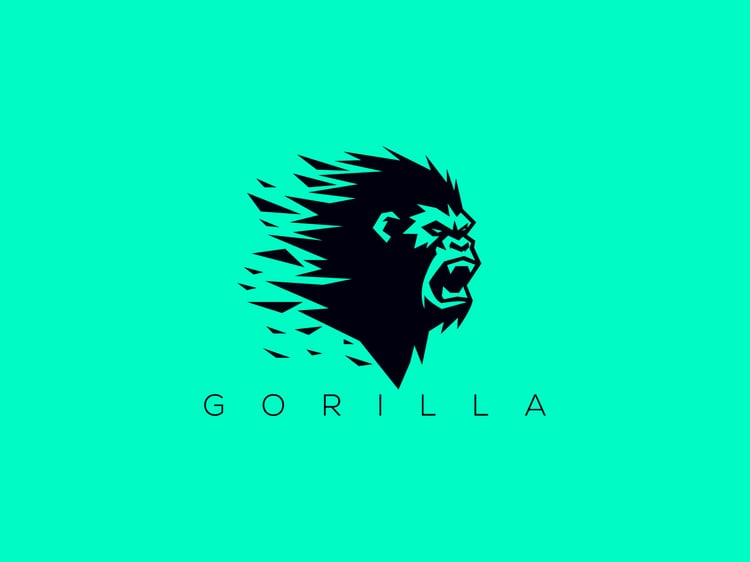Hand-illustrated gorilla logo with a fierce and dominant design, ideal for branding, merchandise, and business identity.