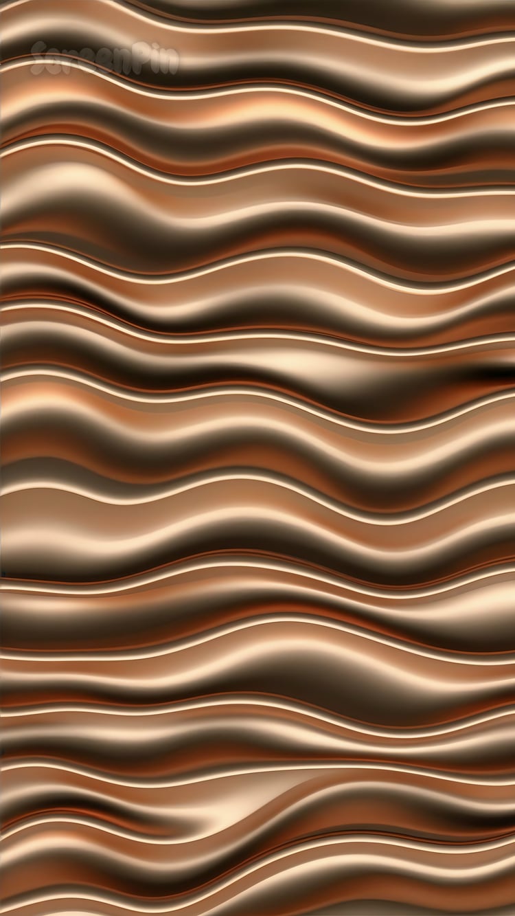 A wavy abstract texture in copper tones with a smooth, metallic finish, creating a dynamic and elegant look.