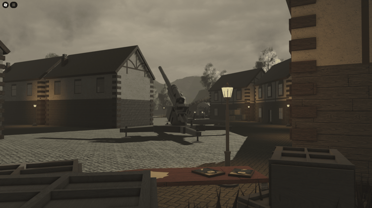 Military base featuring tanks, trucks, and combat vehicles