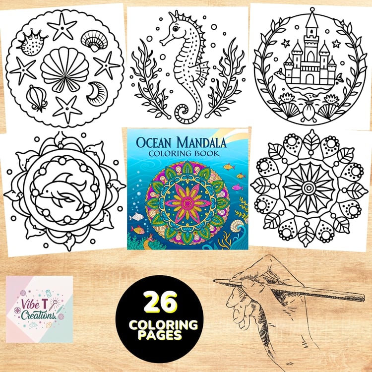 ocean-themed Mandala Coloring Pages for Adults and Kids, Bold and Easy Designs for Relaxation with Sea Life (Bold & Easy Coloring)
