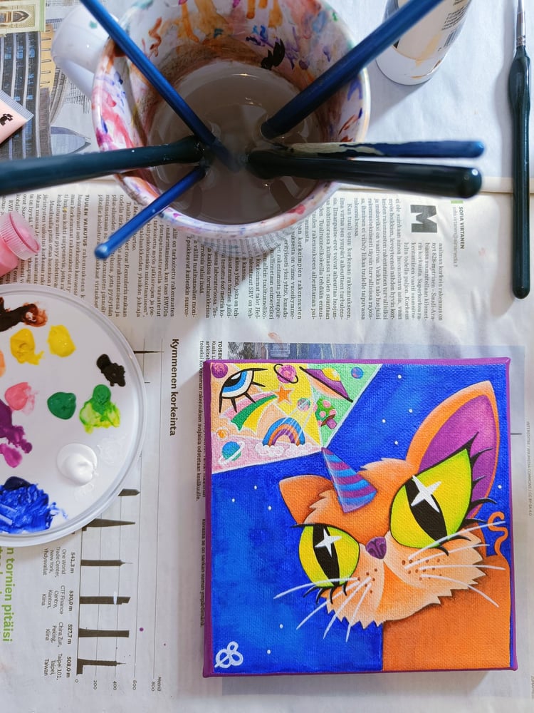 Making of an acrylic painting. The finished painting.