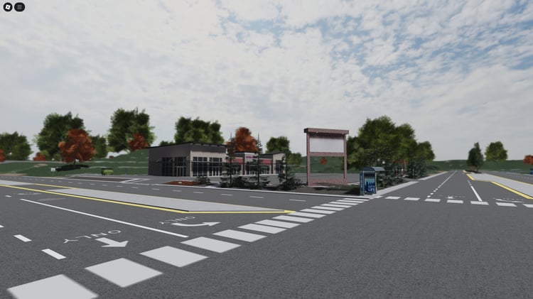 Close-up of a virtual police station exterior within the Nashville roleplay city environment.