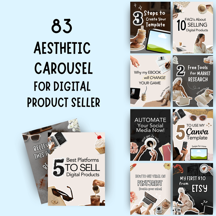 Simple Digital Notes - Aesthetic Carousel Templates - Payhip