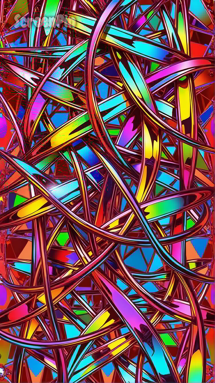Abstract texture with tightly woven rainbow metallic strands creating a shimmering effect.