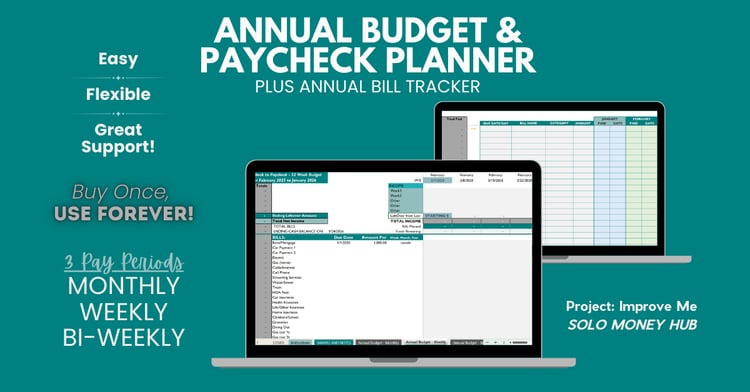 Annual Budget Spreadsheet for Excel & Google Sheets – Personal Finance Budget Planner Template for Paycheck Planning and Expense Tracking