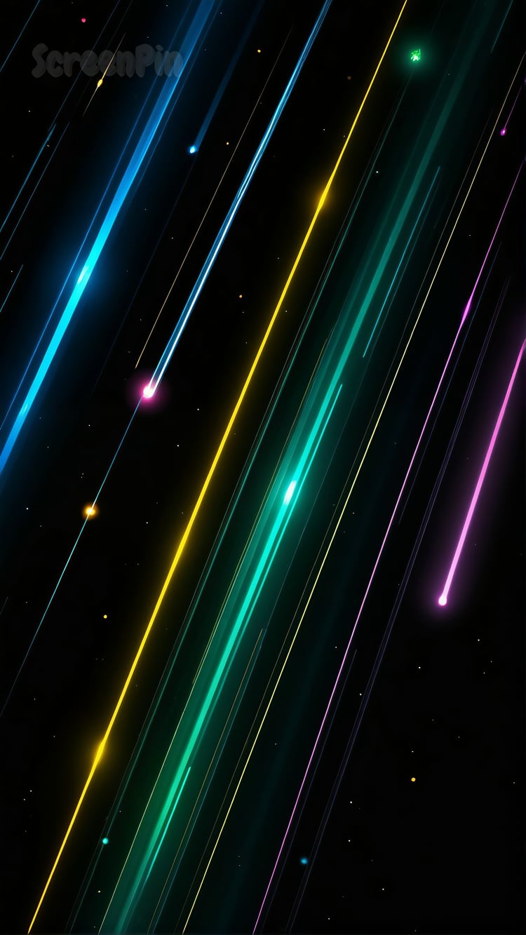 Futuristic colorful background inspired by Star Trek with dynamic light trails and geometric elements.