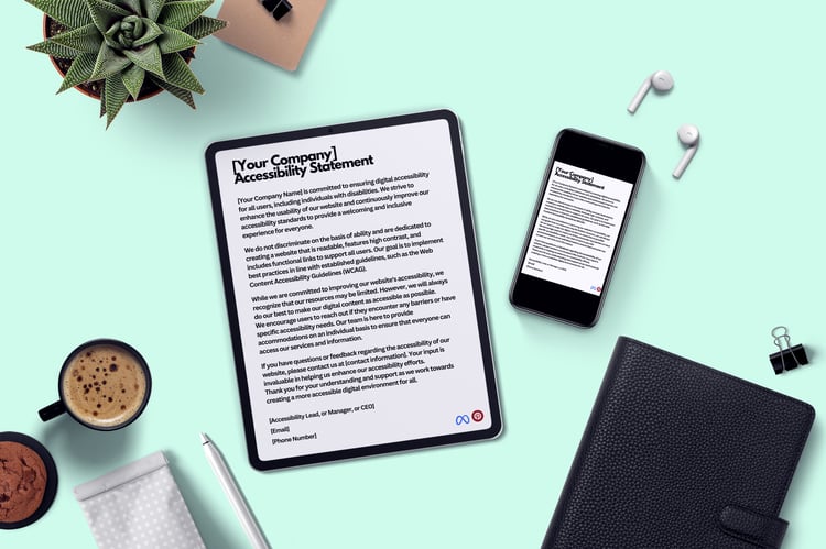 a tablet and mobile phone displays the accessibility statement