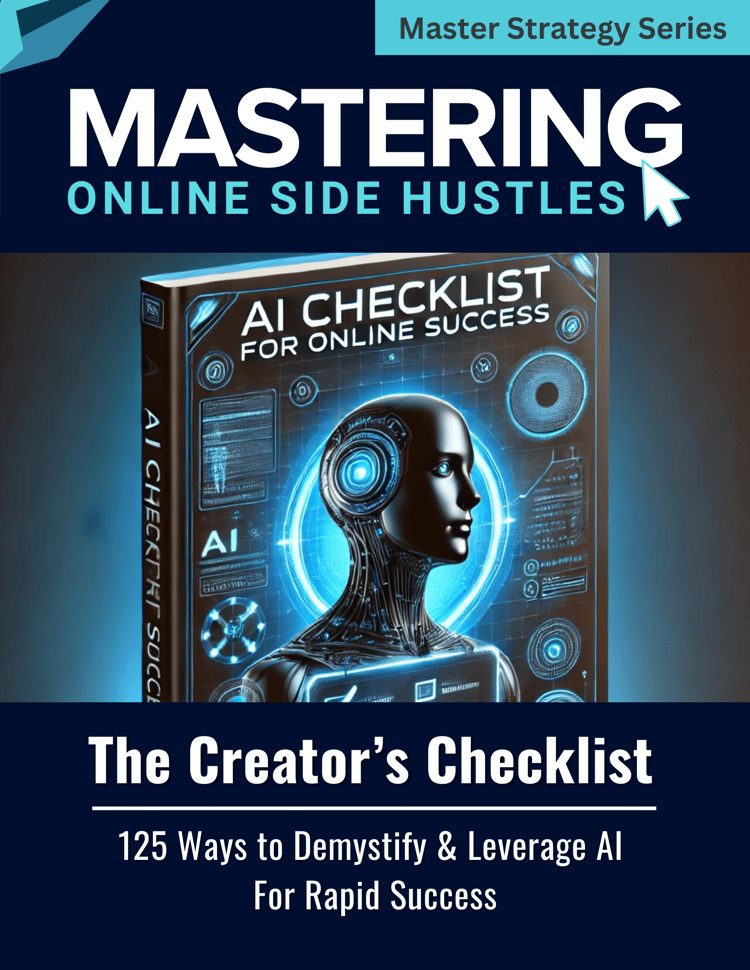 Checklist cover for 125 Ways to Demystify and Use AI – a creator-focused productivity guide.