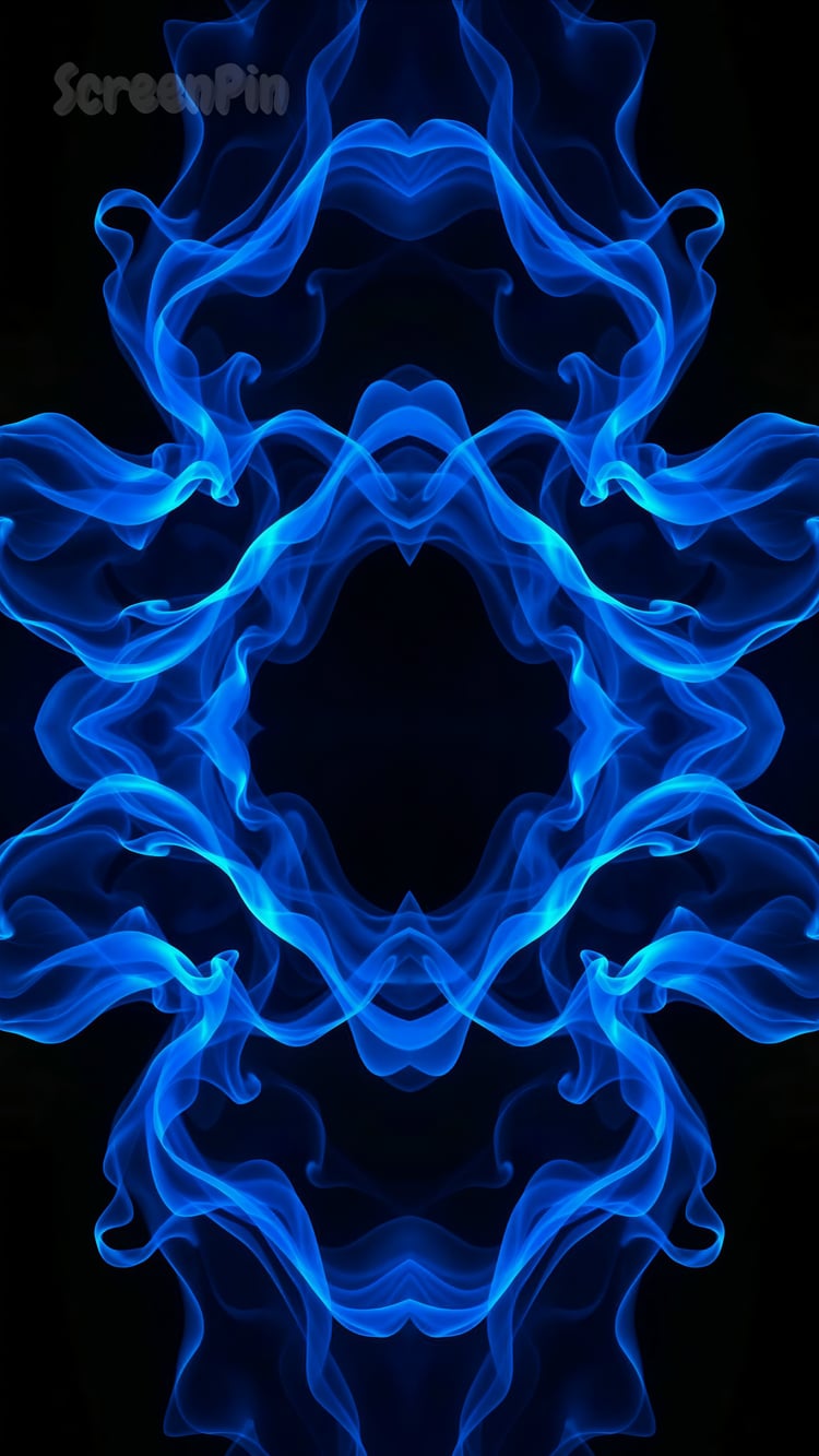 A seamless abstract pattern of flowing blue smoke on a black background, creating a mystical and elegant effect.