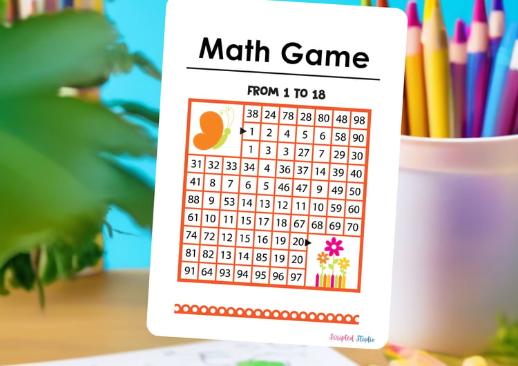 kids-math-maze-numbers-addition-work sheets on a desk with pencils in a pot