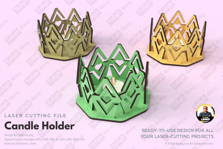 Candle Holder | Laser Cut File | Modern Decorative Candle Holder