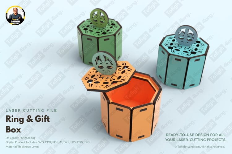 Gift Box SVG File | Laser Cutting File | Valentine Gift Box | Ring Box