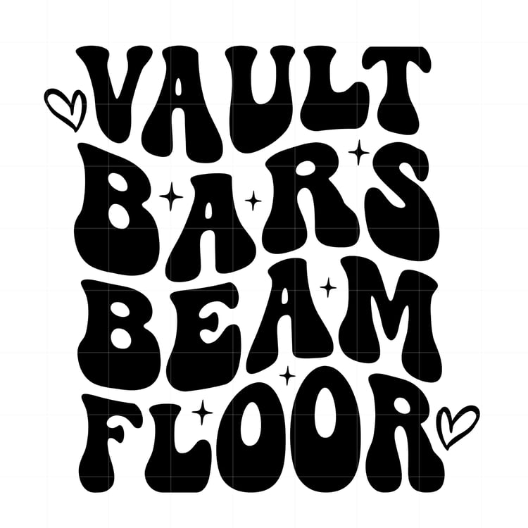 black and white shirt art that reads vault bars beam floor