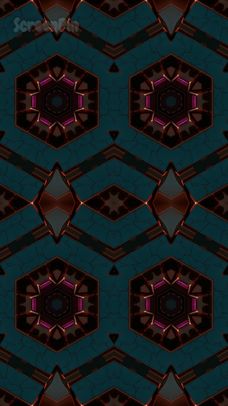 Seamless teal geometric pattern with a futuristic digital design.