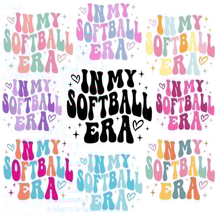 wavy text t shirt art that reads in my softball era
