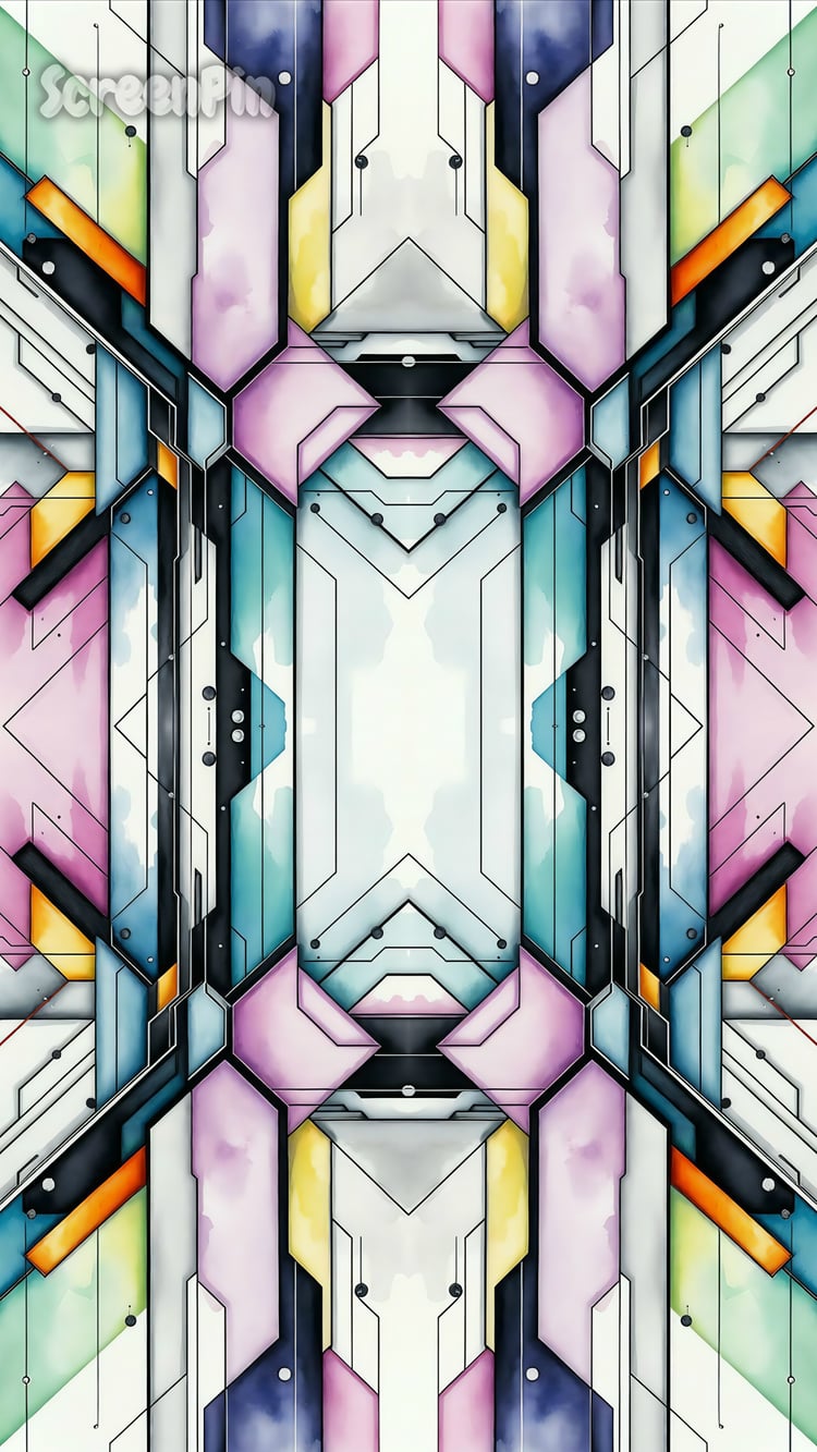 A futuristic geometric abstract design featuring sharp lines, dynamic angles, and a modern aesthetic.