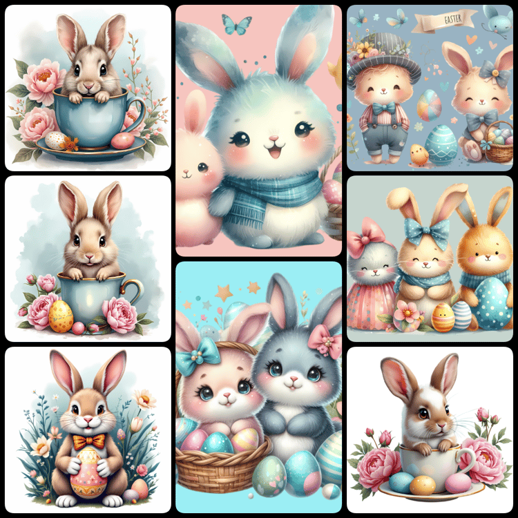 Celebrate Easter and Passover with this high-resolution digital bundle featuring 300 PNG and JPG files. Perfect for sublimation, print-on-demand, or DIY crafting projects. These customizable images include lambs, bunnies, Easter eggs, and crosses, giving