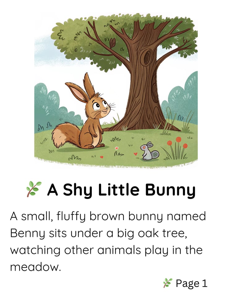 A fluffy bunny hopping through the forest, determined to find and rescue a lost friend.