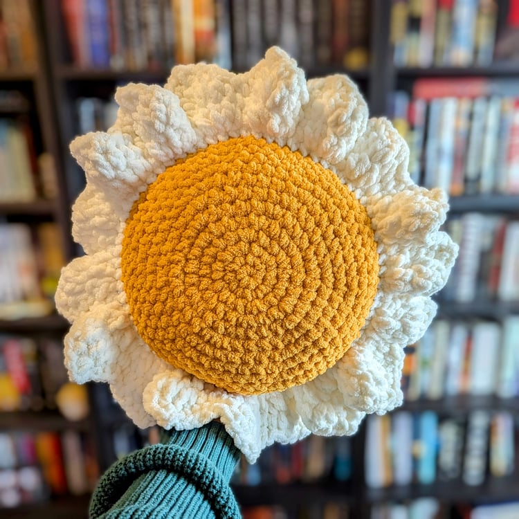 Flower Pillow Crochet Pattern white leaves