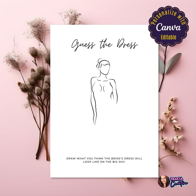 Minimalist Guess the Dress – Bridal Shower Game (5x7)