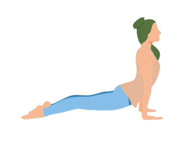 A yoga teacher practicing cobra pose