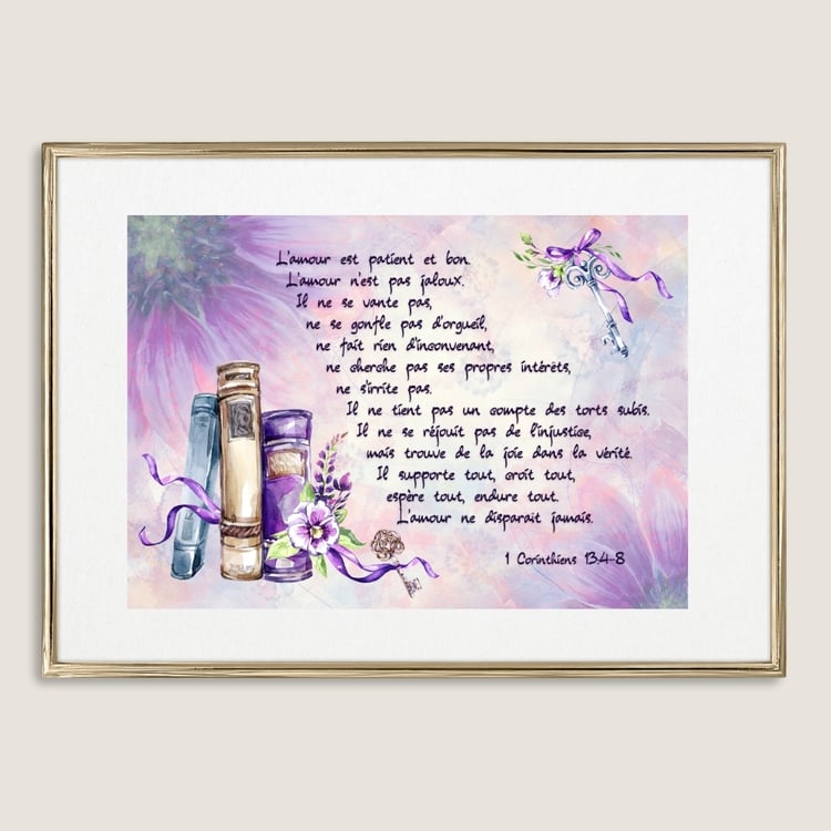 Cadre tableau image JW textes bibliques AMOUR 1 Corinthiens 13
