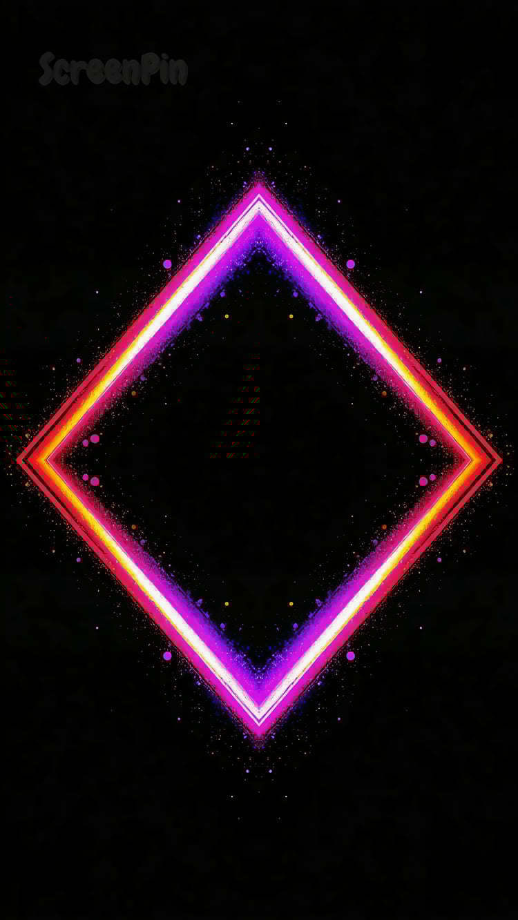 Neon, Glowing, Rhomb, Frame, Geometric, Futuristic, Abstract, Black, Minimalist, Digital